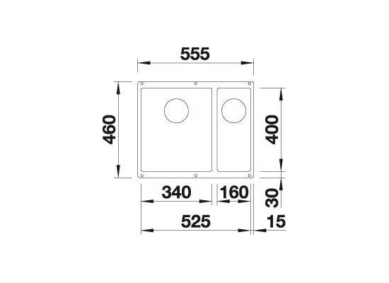 Zlew BLANCO SUBLINE 340/160-U biały lewa (korek manual InFino) (523552)