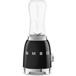 Blender sportowy SMEG PBF01BLEU czarny połysk | 2 butelki BOTTLE-TO-GO 600 ml | linia 50's STYLE