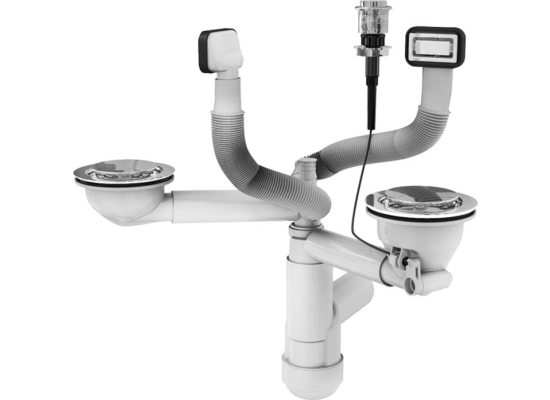 Syfon ALVEUS podwójny 2xFL 3,5"-PP-3,5"-PP-PUSH-UP (korek automatyczny) (1123353)