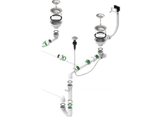 Syfon ALVEUS podwójny 2xSP 3,5"-3,5"-PP-POP-UP (korek automatyczny) (1127257)