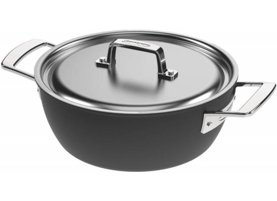 _WYSYŁKA 24H*_| Patelnia głęboka z 2 uchwytami i pokrywką Demeyere Black 5 - 24 cm (1026913)