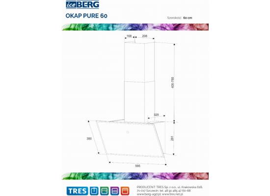 Okap przyścienny ICEBERG PURE 60 BLACK (czarny) | 350 m3/h (PURE60BK)