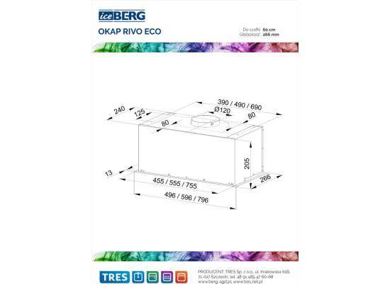 Okap do zabudowy ICEBERG RIVO ECO BLACK (czarny) | 340 m3/h (RIVOPPMBK602)
