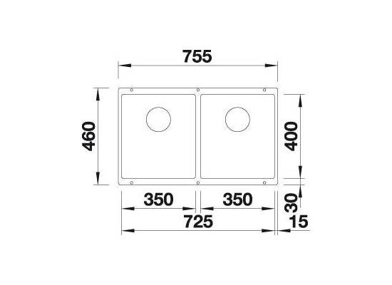 Zlew BLANCO SUBLINE 350/350-U tartufo (korek manual InFino) (523581)