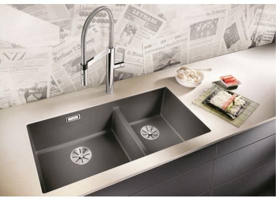 Zlew BLANCO SUBLINE 480/320-U czarny lewa (korek manual InFino) (525993)