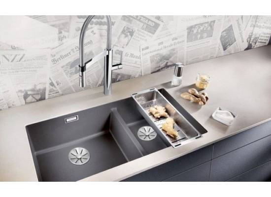 Zlew BLANCO SUBLINE 480/320-U czarny lewa (korek manual InFino) (525993)