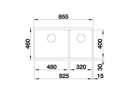 Zlew BLANCO SUBLINE 480/320-U czarny lewa (korek manual InFino) (525993)