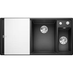 Zlew BLANCO AXIA III 6S antracyt z deską szklaną i odsączarką stalową, prawa (korek auto InFino) (523472) *** zamów wycięcie otworów GRATIS ***