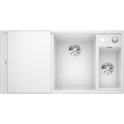 Zlew BLANCO AXIA III 6S biały z deską szklaną i odsączarką stalową, prawa (korek auto InFino) (523477) *** zamów wycięcie otworów GRATIS ***