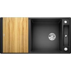Zlew BLANCO AXIA III XL 6S antracyt z deską drewnianą, odwracalny (korek auto InFino) (523500) *** zamów wycięcie otworów GRATIS ***