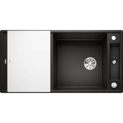 Zlew BLANCO AXIA III XL 6S czarny (korek auto InFino + deska szkło białe) (525857) *** zamów wycięcie otworów GRATIS ***