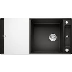 Zlew BLANCO AXIA III XL 6S-F czarny (korek auto InFino + deska szkło białe) (525859) *** zamów wycięcie otworów GRATIS ***