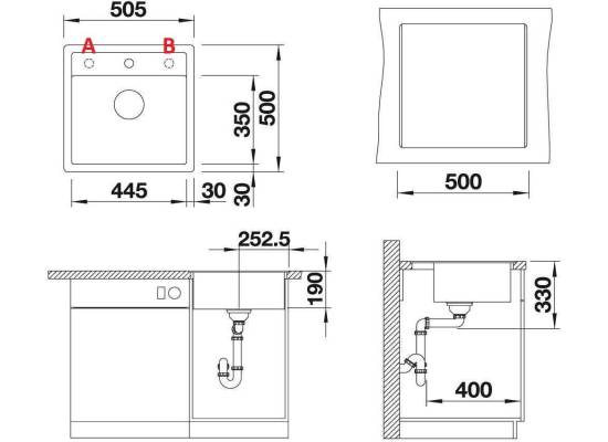 Zlew BLANCO DALAGO 5-F czarny (korek auto) (525872) *** zamów wycięcie otworów GRATIS ***