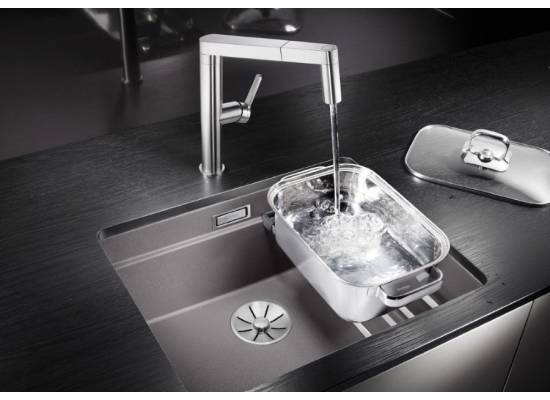 Zlew BLANCO ETAGON 500-U czarny (korek manual InFino + zestaw szyn) (525887)