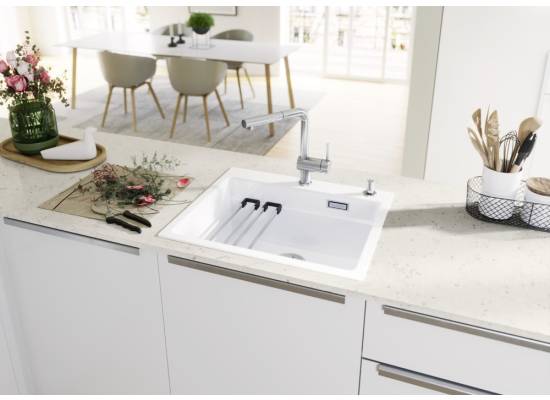 Zlew ceramiczny BLANCO ETAGON 6 Magnolia połysk, korek auto., InFino | Ceramika PuraPlus (525157)