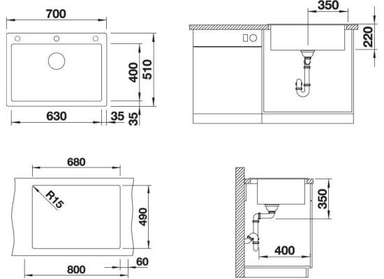 Zlew BLANCO PLEON 8 BIAŁY (korek manual InFino) (523047) *** zamów wycięcie otworów GRATIS ***