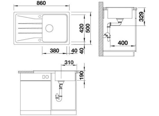 Zlew BLANCO SONA 5S czarny (korek manual) (525972) *** zamów wycięcie otworów GRATIS ***