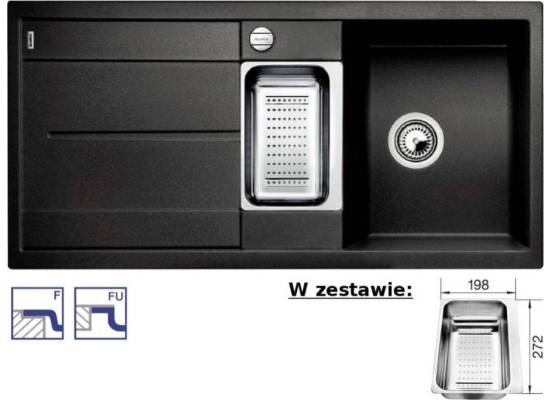 Zlew BLANCO METRA 6S-F ANTRACYT (korek automatyczny + odsączarka stalowa) (519113) *** zamów wycięcie otworów GRATIS ***