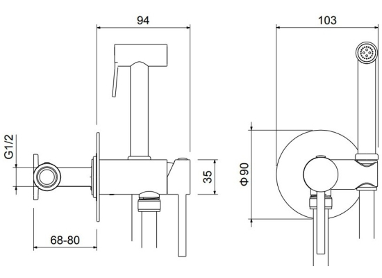 _wysyłka 24H*_ | Bateria bidetowa podtynkowa BLUE WATER BOSTON BOS-BBP.040GN gun metal (GRAFIT INOX) (BW-5901730617627)