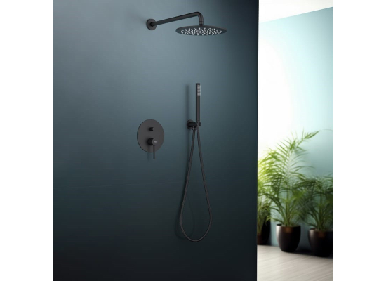 _wysyłka 24H*_ | Zestaw prysznicowy podtynkowy z deszczownicą i prysznicem BLUE WATER BOSTON BOS-ZKP.150BL czarny mat (BLACK MAT)