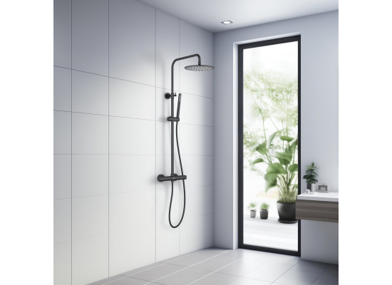 _wysyłka 24H*_ | Zestaw termostatyczny prysznicowy natynkowy BLUE WATER BOSTON BOS-ZKPN.400BL czarny mat (BLACK MAT) (BW-59017306