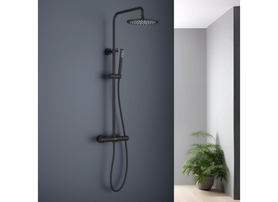 _wysyłka 24H*_ | Zestaw termostatyczny prysznicowy natynkowy BLUE WATER BOSTON BOS-ZKPN.400BL czarny mat (BLACK MAT) (BW-59017306