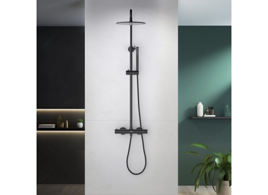 _wysyłka 24H*_ | Zestaw termostatyczny prysznicowy natynkowy BLUE WATER BOSTON BOS-ZKPN.400BL czarny mat (BLACK MAT) (BW-59017306