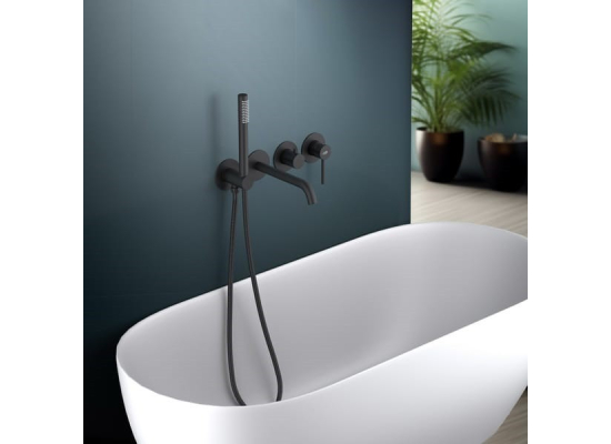 _wysyłka 24H*_ | Zestaw wannowy podtynkowy z wylewką i prysznicem BLUE WATER BOSTON BOS-ZWP.200BL czarny mat (BLACK MAT) (BW-5901