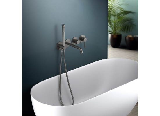 _wysyłka 24H*_ | Zestaw wannowy podtynkowy z wylewką i prysznicem BLUE WATER BOSTON BOS-ZWP.200GN gun metal (GRAFIT INOX) (BW-590