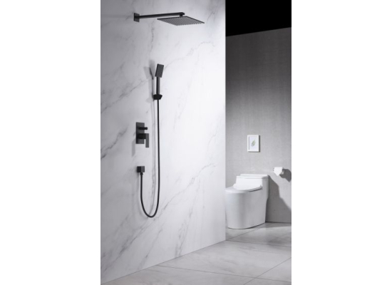 _wysyłka 24H*_ | Zestaw prysznicowy podtynkowy z deszczownicą i prysznicem BLUE WATER TORONTO TOR-ZKP.150BL czarny mat (BW-590173