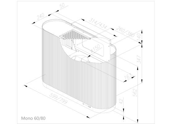 Okap przyścienny CIARKO DESIGN MONO 60 white | 650 m3/h (CDP6003W)