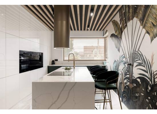 _RABAT_ | Okap wyspowy CIARKO DESIGN TUBUS W 38 gold steel | 670 m3/h (CDW3801GS)