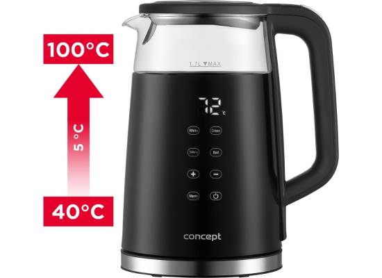 Czajnik elektryczny CONCEPT szklany z regulacją temperatury RK4100 | 1,7 l
