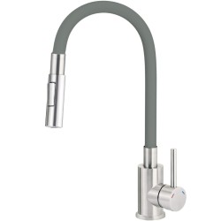 Bateria DEANTE Luno BOC T740 stal szczotkowana + wąż antracyt