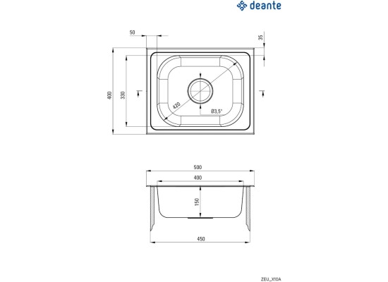 Zlew DEANTE Techno ZEU 010A stal SATYNA