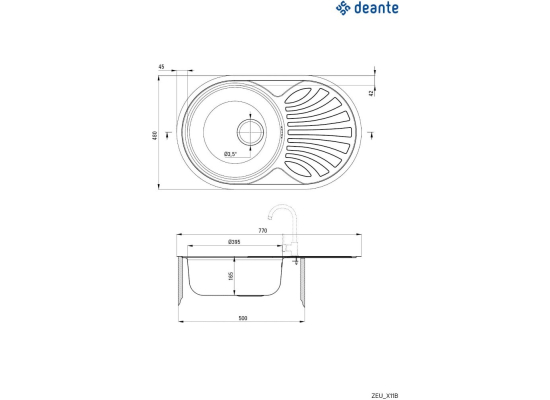 Zlew DEANTE Twist ZEU 311B stal LEN