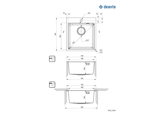 Zlew DEANTE Olfato ZPO 010A stal szczotkowana INOX