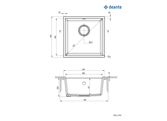 Zlew DEANTE Corda ZQA A10A alabaster