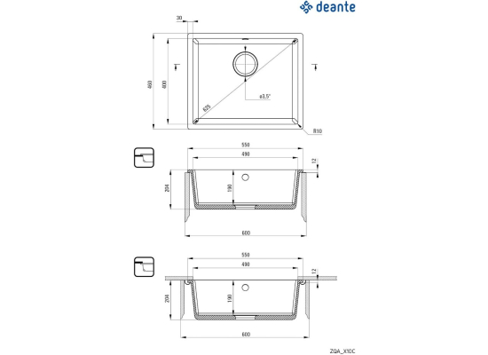 Zlew DEANTE Corda ZQA G10C grafit metalik