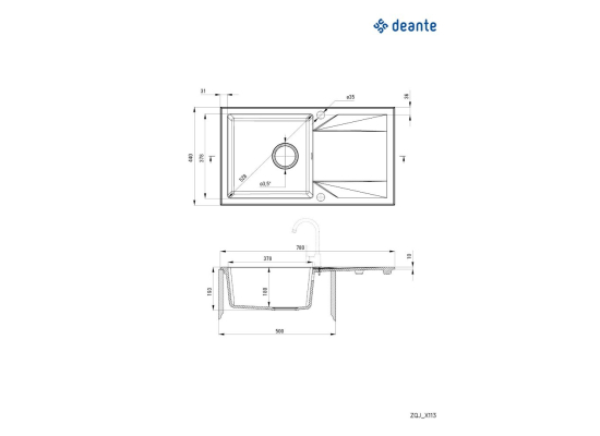 Zlew DEANTE Evora ZQJ A113 alabaster