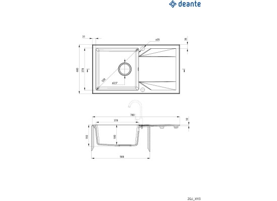 Zlew DEANTE Evora ZQJ G113 grafit metalik