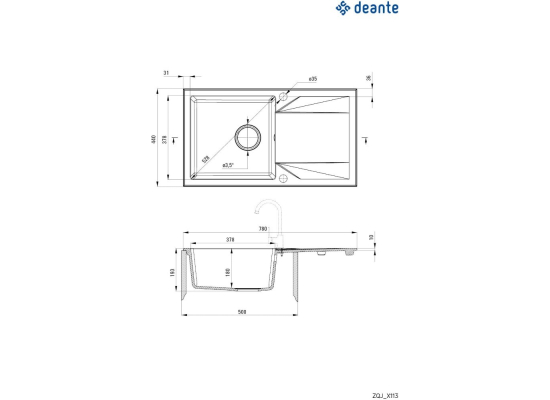 Zlew DEANTE Evora ZQJ S113 szary metalik