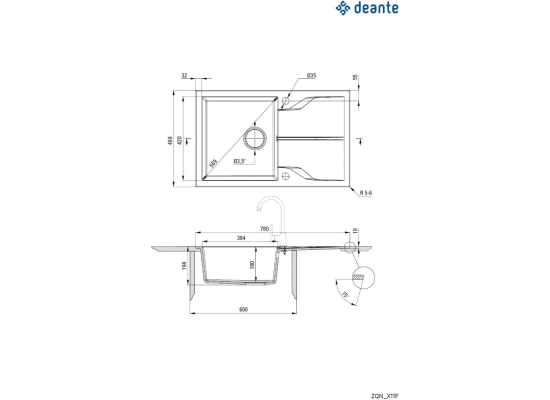 Zlew DEANTE Andante Flush ZQN A11F alabaster