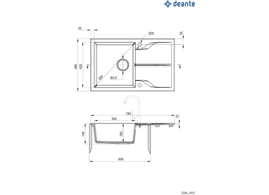 Zlew DEANTE Andante ZQN G113 grafit metalik