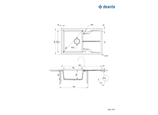 Zlew DEANTE Andante Flush ZQN N11F nero