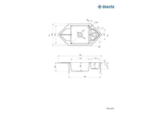 Zlew DEANTE Hexon ZQP A653 alabaster