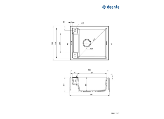 Zlew DEANTE Magnetic ZRM N103 nero