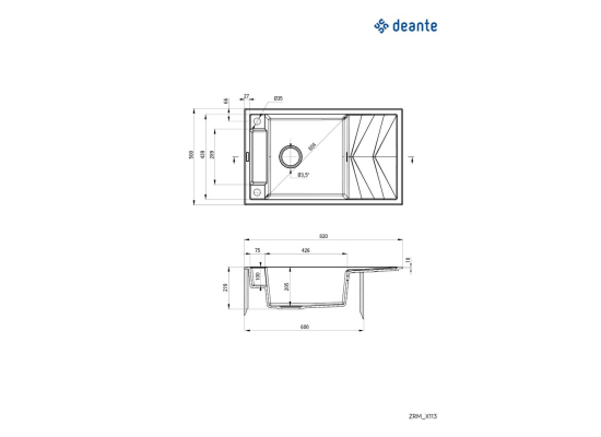 Zlew DEANTE Magnetic ZRM S113 szary metalik