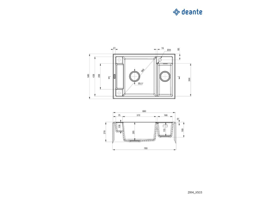 Zlew DEANTE Magnetic ZRM T503 antracyt metalik