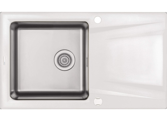 Zlew DEANTE Prime ZSR A113 alabaster + stal SZCZOTKOWANA